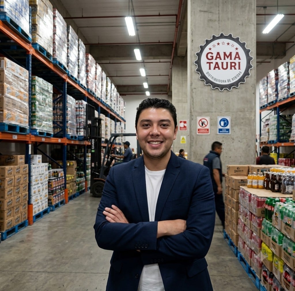Thales, founder of Gamatauri, smiling in a navy blazer over a white shirt