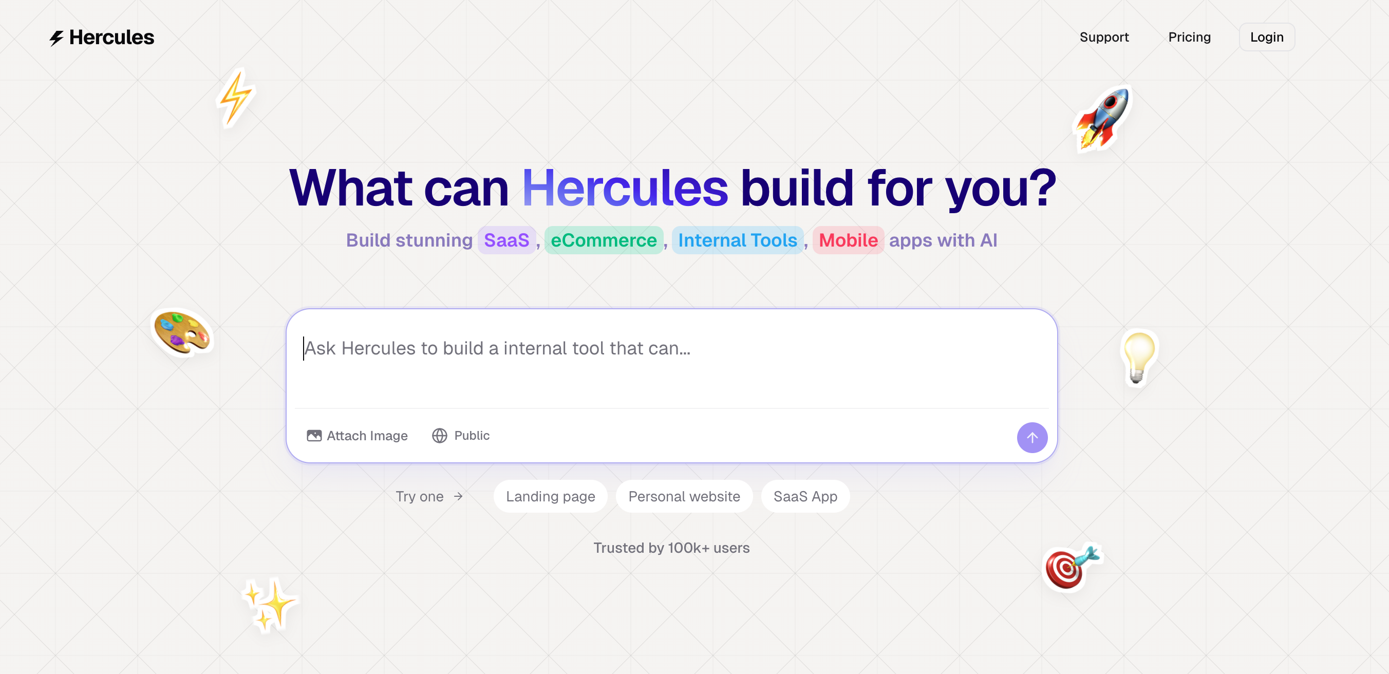 Hercules landing page showing the Get Started entry point